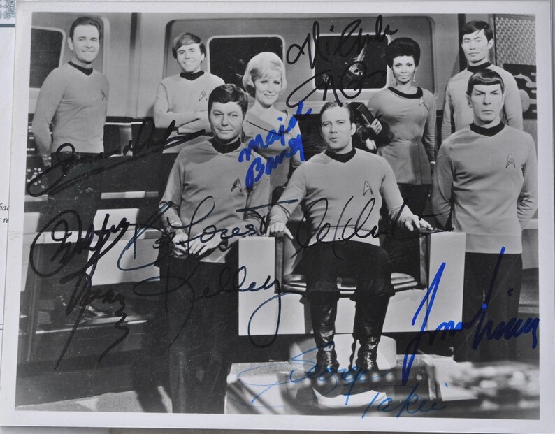 STAR TREK TOS Cast Signed Photo Poster painting X8 William Shatner, Leonard Nimoy, DeForest Kelley, James Doohan, Majel Barret ++ wcoa