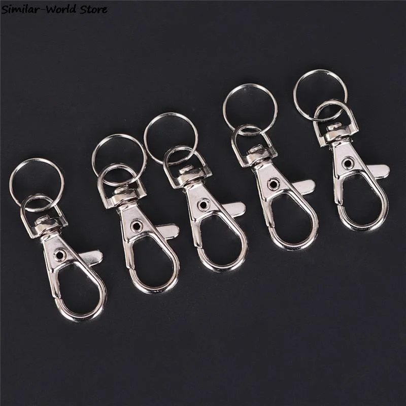 10pcs Key Chain Ring Metal Swivel Lobster Clasp Clips Classic Key Hooks Keychain Split Ring DIY Bag Jewelry Wholeales