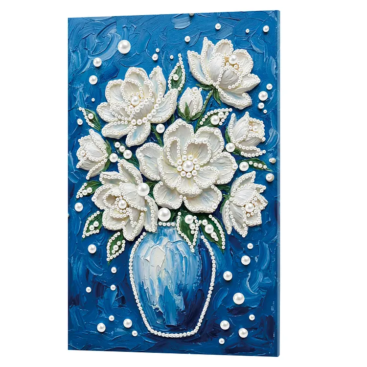 Blue Vase - 20*30cm - DIY Pearls Painting - (With Frame) gbfke