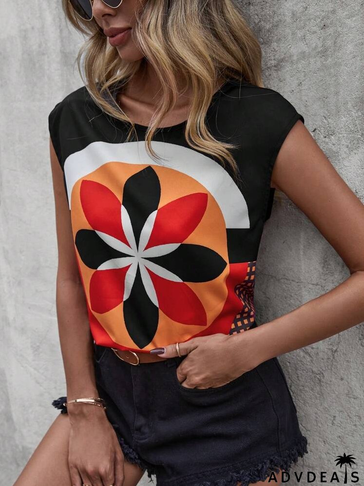 Floral Print Batwing Sleeve Blouse