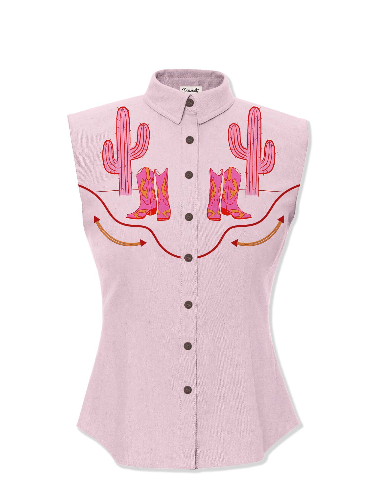 Pink Wilderness Ranch Cactus - Women‘S 100% Cotton Sleeveless Shirt