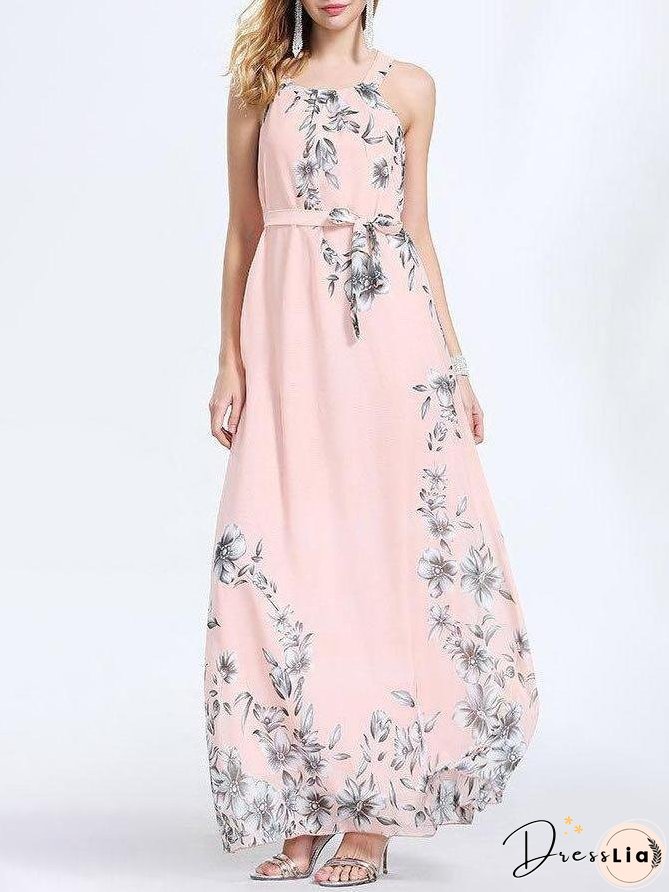 Slim Fit Sleeveless Print Dress for Women