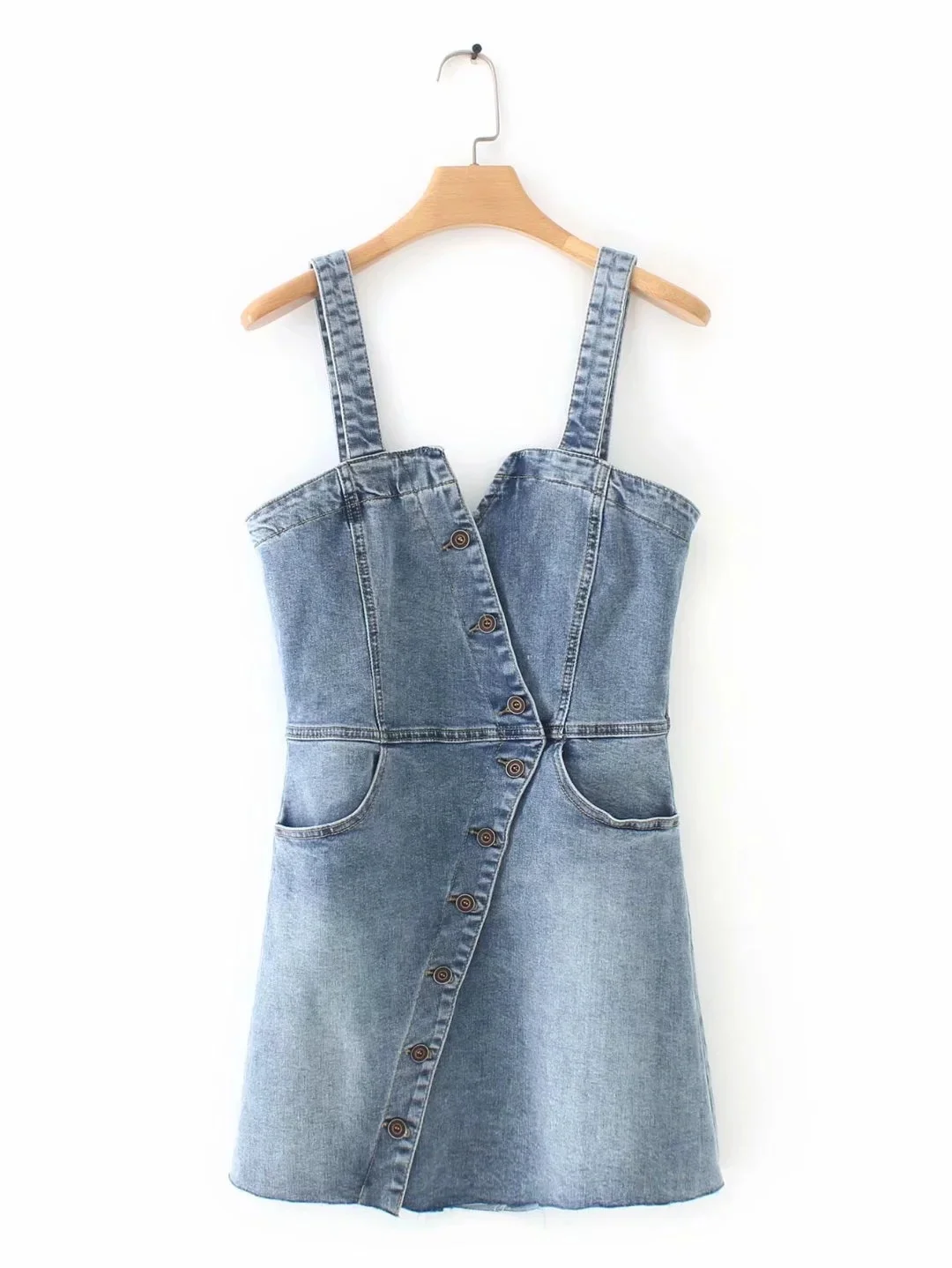 Women's Ins Style Sexy Chest Wrapping Denim Skirt Slim Fit