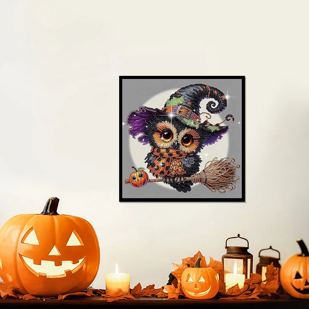 Diamond Painting - Partial Special Shaped Drill - Halloween Owl(Canvas|30*30cm)