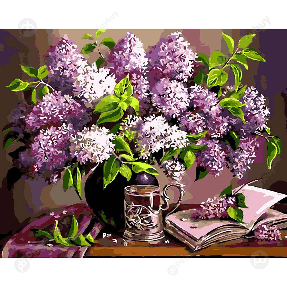 

Wall Decor Craft Painting By Numbers DIY Purple Flower Hand Painted Picture, 501 Original