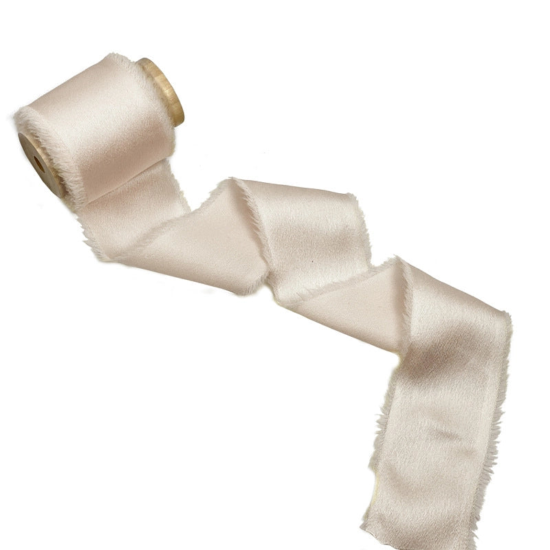 Satin Hand Ripped Burr Cloth Strip Ribbon New Year Ribbon Soft Decorative Hair Ribbon Flowers Ribbon Christmas Ribbon