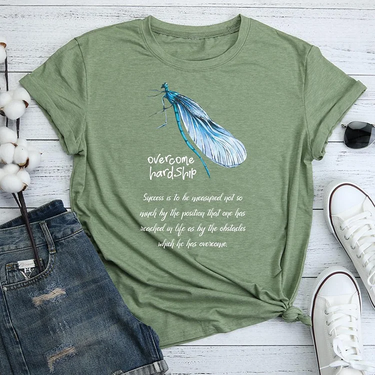 Dragonfly Overcome Hardship  T-Shirt Tee-06348-Annaletters