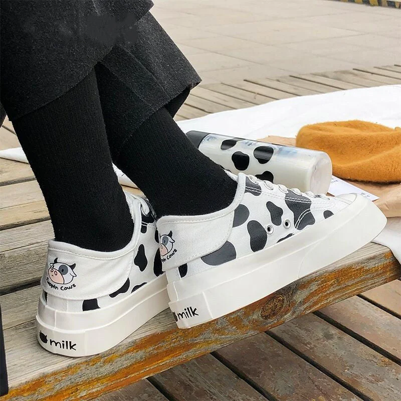 Kawaii Shoes Women Sneakers White Platform Sports Flats Tennis Girly Cute Causal Loli Female Trainer Print 2021