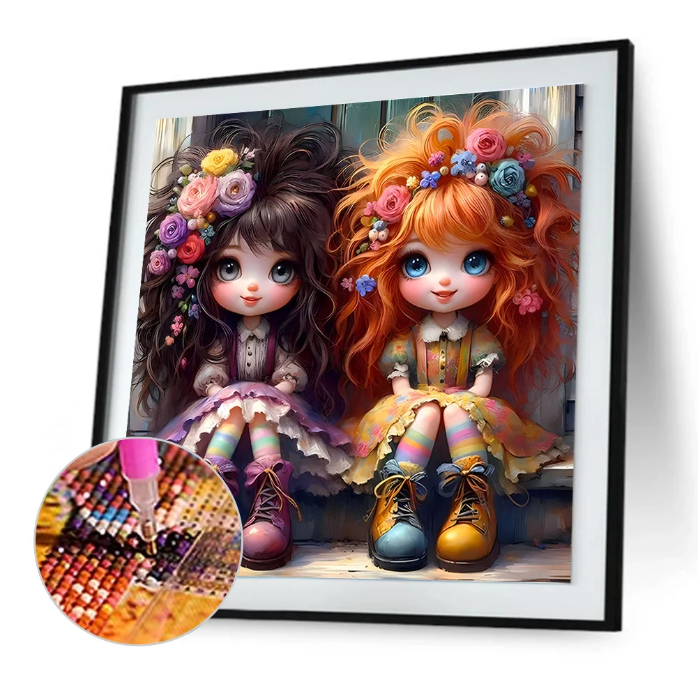 Full Round Diamond Painting 30*30cm - Curly Hair Girl