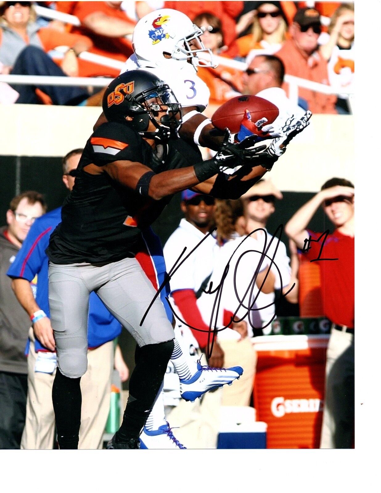 Kevin Peterson Oklahoma State Cowboy signed autographed 8x10 football Photo Poster painting coa!