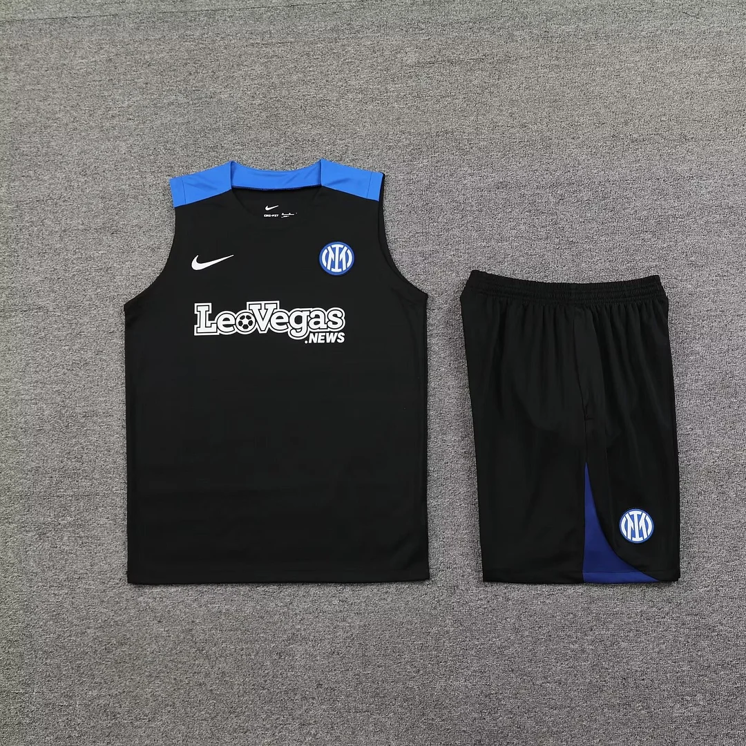 2024/2025 Inter Milan pre-match training Black Jersey+Shorts 1:1 Thai Quality