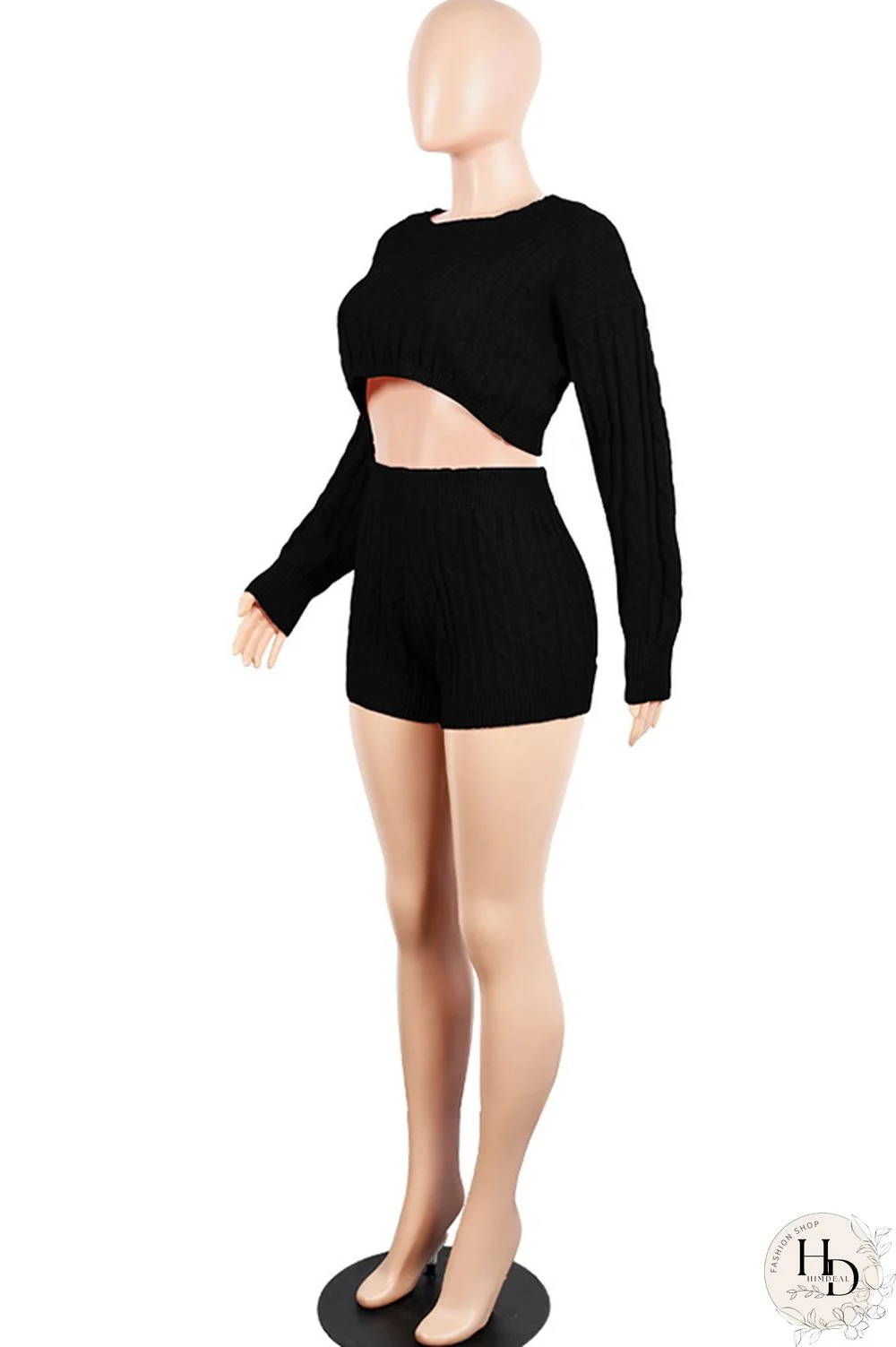 Orange Wool Europe and America Solid Two Piece Suits pencil Long Sleeve Two-Piece Short Set