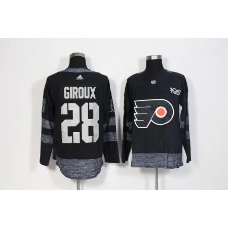 Men's  Philadelphia Flyers #28 Claude Giroux Black 1917-2017 100th Anniversary Stitched NHL Jersey HNXI