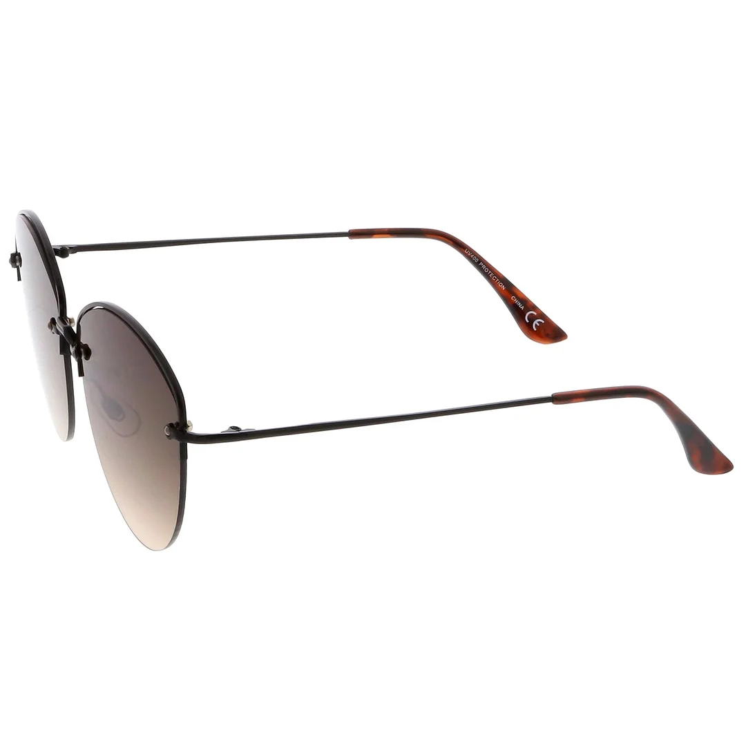 Modern Metal Nose Bridge Flat Lens Semi-Rimless glasses 60mm