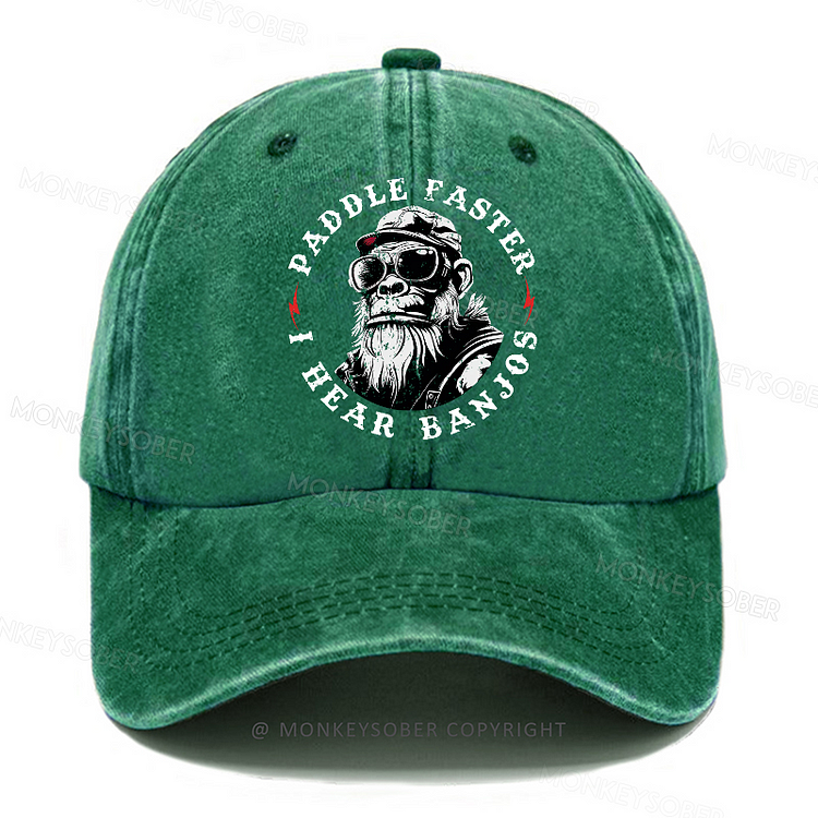 Personalized "Paddle Faster, I Hear Banjos" Custom Washed Baseball Caps