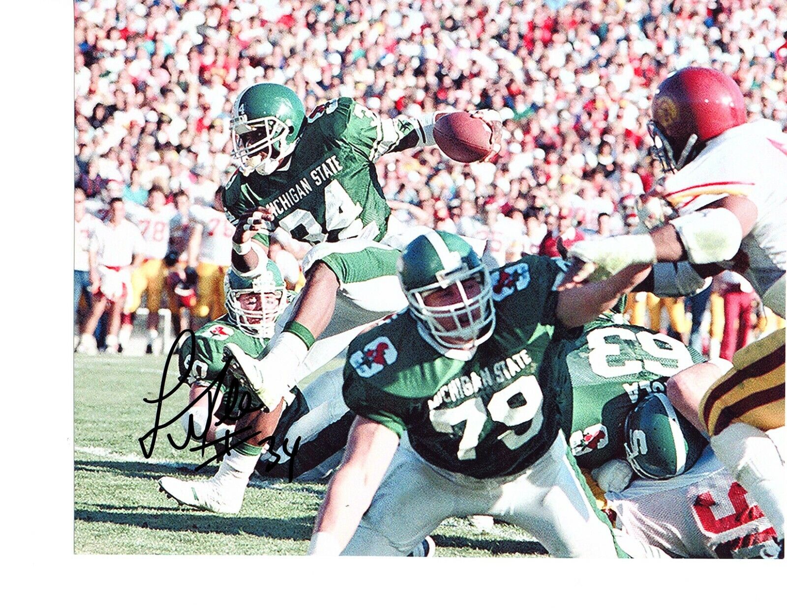 Lorenzo White Michigan State Spartans Football Signed autograph 8X10 Photo Poster painting Rose#