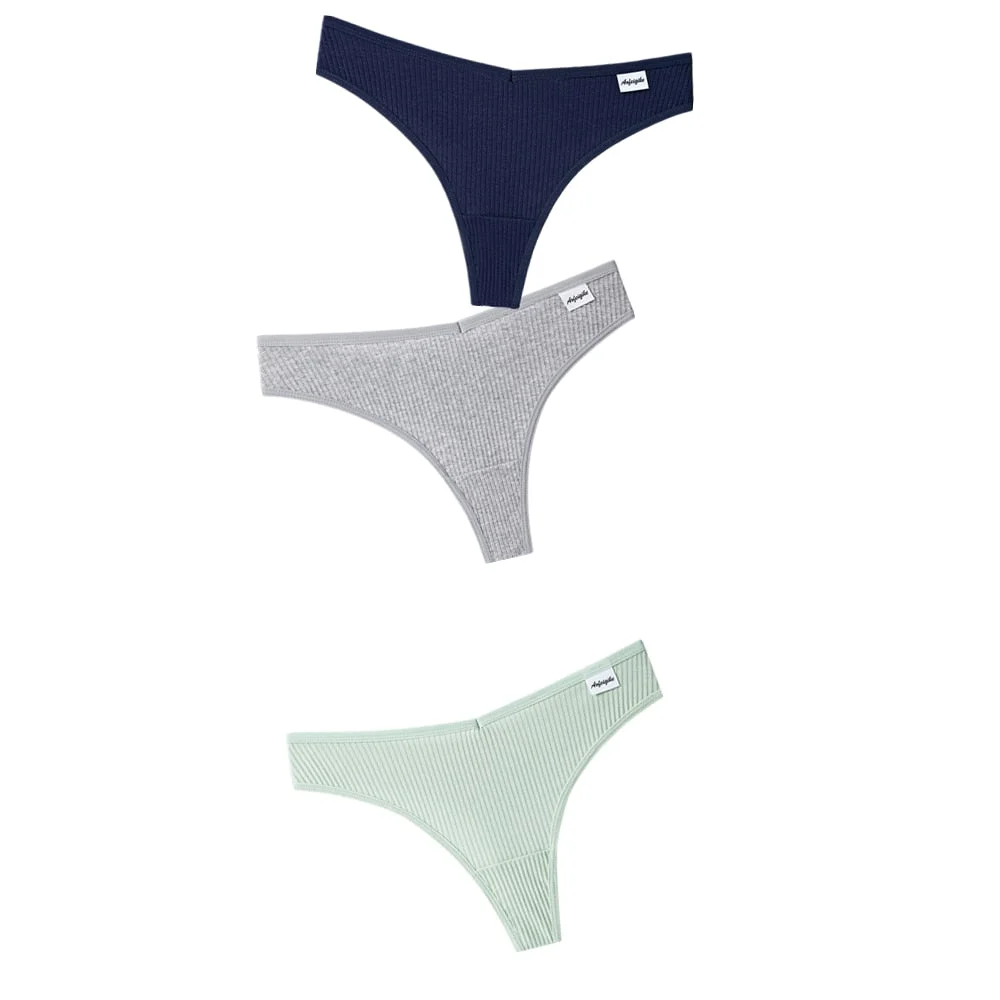 3PCS/Set G-string Panties Cotton Women's Underwear Sexy Panties Female Underpants Thong Solid Color Panty Lingerie T Back Design
