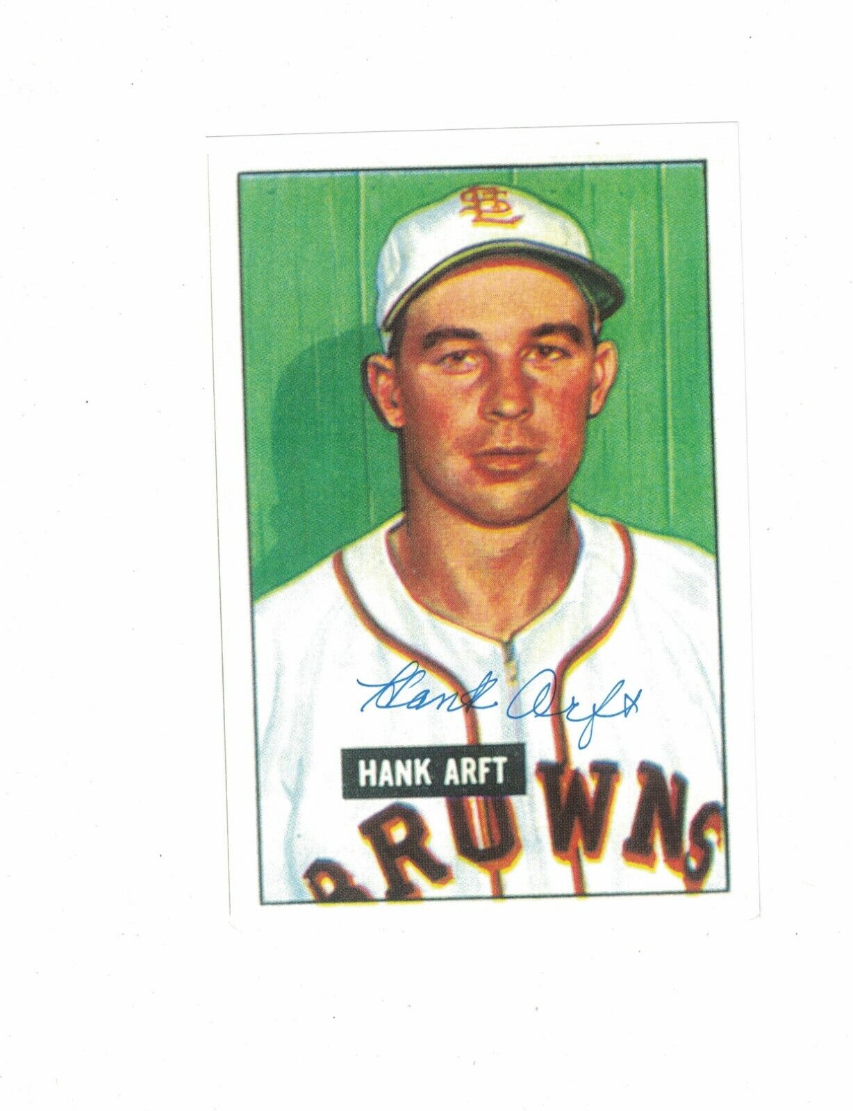 Hank Arft St. Louis Browns Signed Blow Up Bowman Paper Photo Poster painting W/Our COA