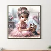 Vie d’animaux de compagnie fille-plein diamant rond peinture-30 * 30cm