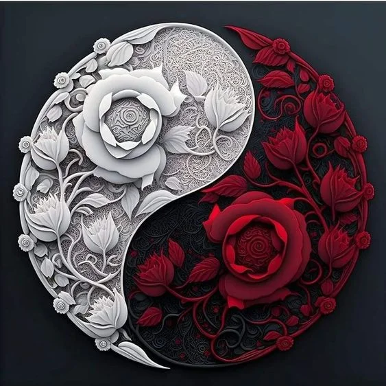 Diamond Painting - Full Round/Square Drill - Yin Yang Flower(30*30 - 50*50cm)