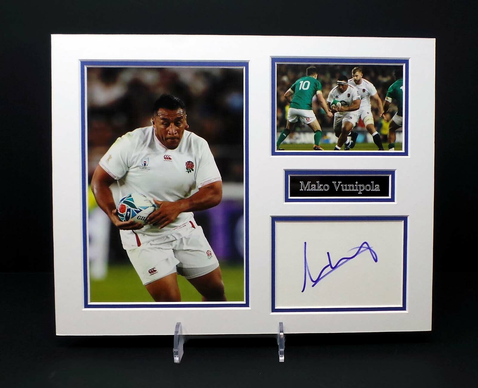 Mako VUNIPOLA Signed Mounted Photo Poster painting Display 1 England Rugby Prop AFTAL RD COA