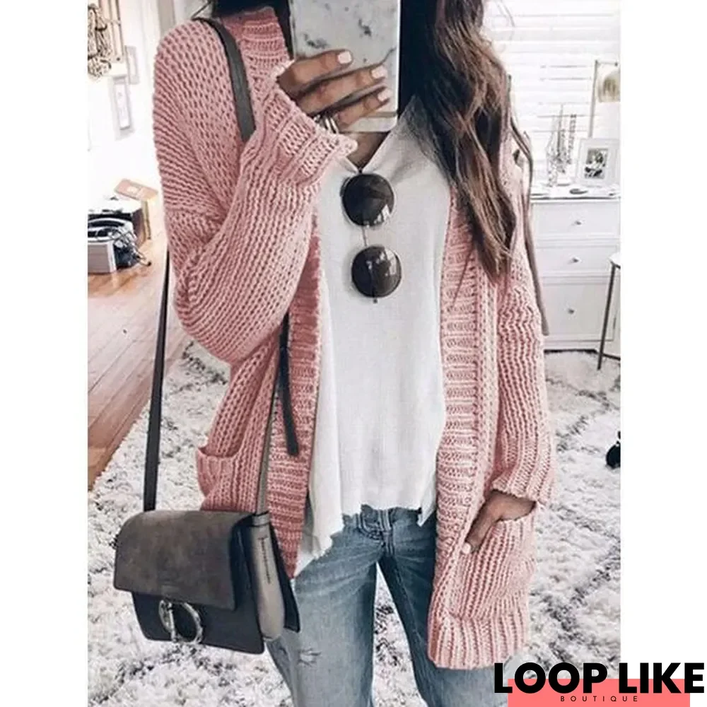 Knitted Solid Long Sleeve Blouses