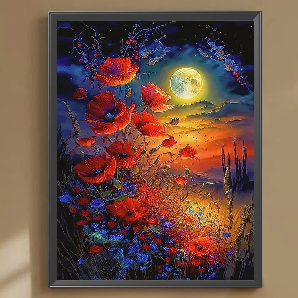 Diamond Painting - Full Round Drill - Poppy Moonlight(Canvas|30*40cm)