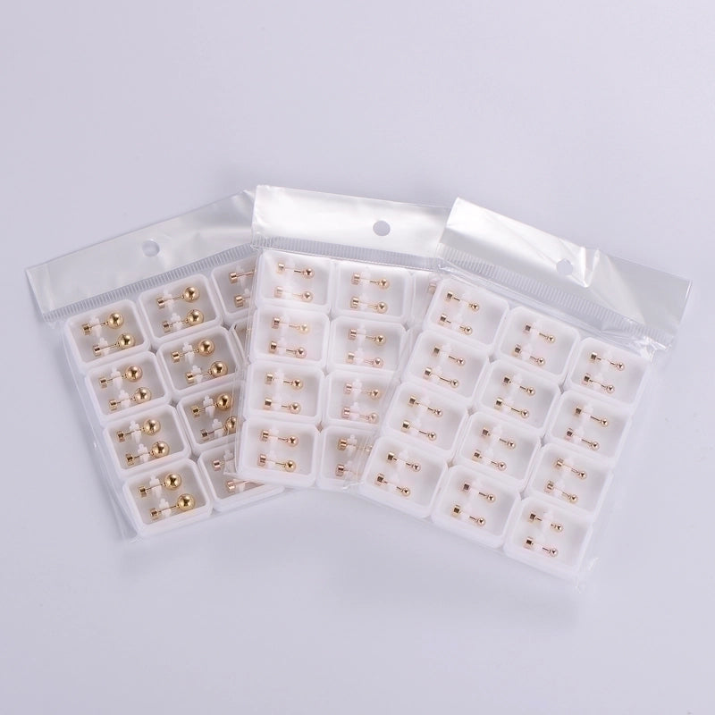 12 Pairs Minimalist Classic Style Round Polishing Plating 304 Stainless Steel Ear Studs