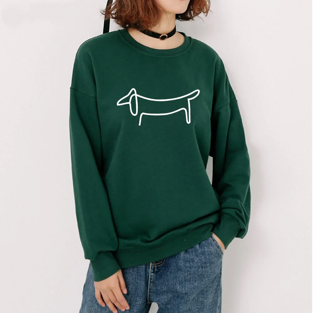 Simple Dachshund Dog Print Cotton Sweatshirts for women girl friend dogloverl Casua Sweatshirts pullovers Hipster Tumblr
