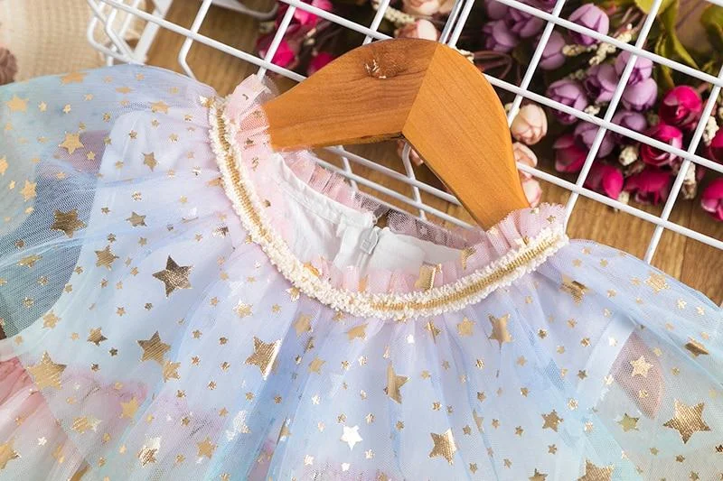 Baby Girl Summer Princess Dress Mesh Chiffon Cake Layers Tutu Outfit  Birthday Party  Dresses Children Clothing Casual Wear