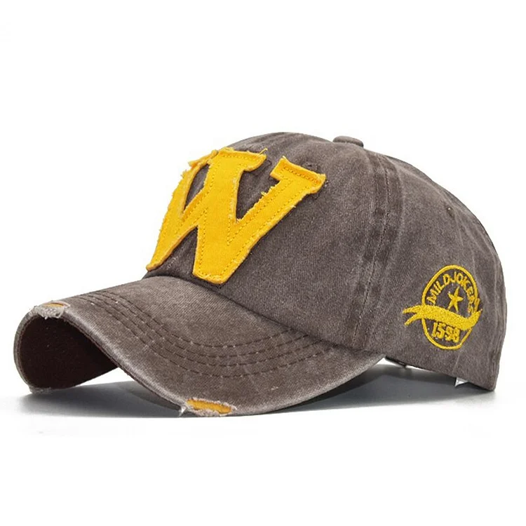 Retro Washed Cotton Dad Hat Mens Baseball Cap with Embroidery Texts W