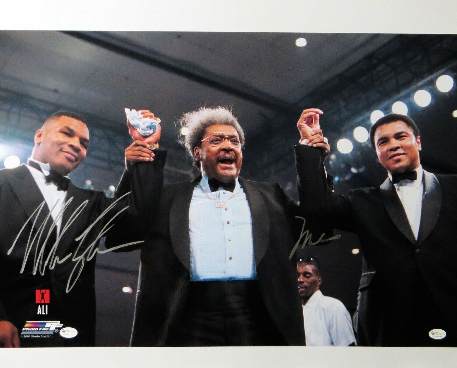 Muhammad Ali Mike Tyson Signed Autographed 16X20 Photo Poster painting w/Don King OA 8281705