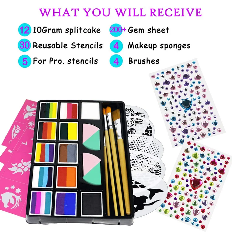 Maydear Face Painting Kit for Kids - 20 Colors Water Based Makeup