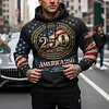 Men's Vintage Black 250th Anniversary American Flag Eagle Camouflage Print Pocket Hoodie by Inlyline