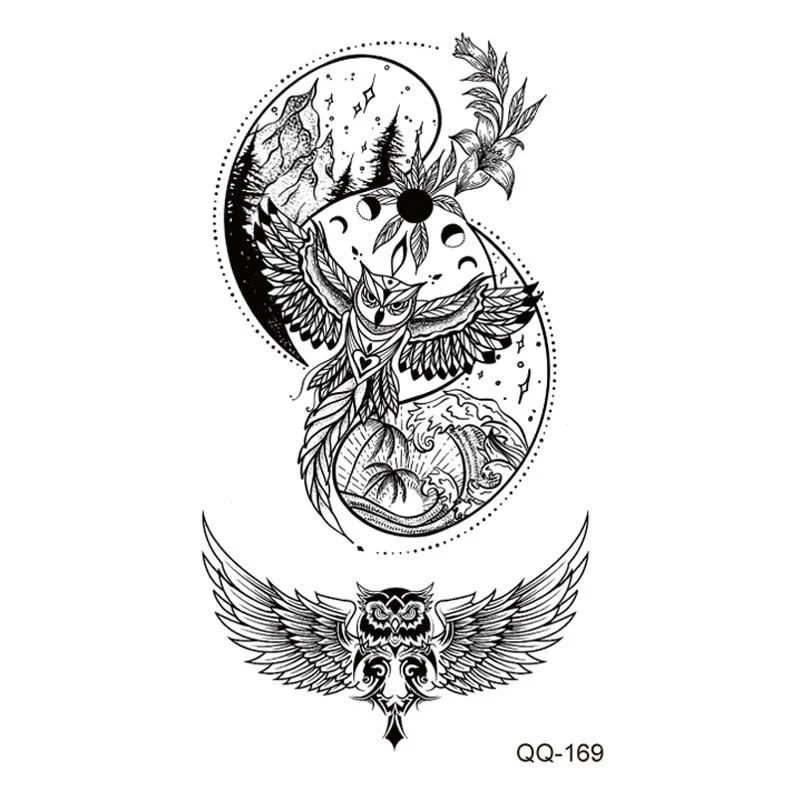 Tattoo Sticker Clock Skull Temporary Sleeve Tattoo Waterproof Sexy Body Art Fashion