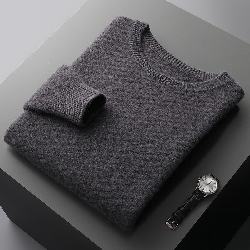 Solid Pure Wool Sweater For Men REAL SILK LIFE