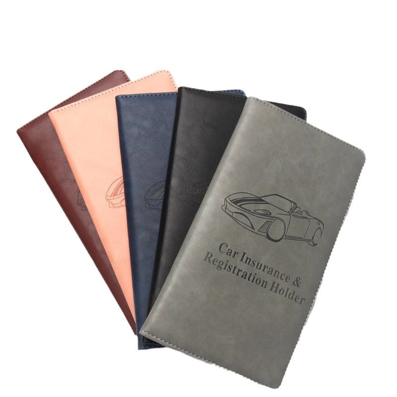 New American Long Driving License Protection Clip Leather Long 66-grain Motor Vehicle Multi-functional Insurance Information Set
