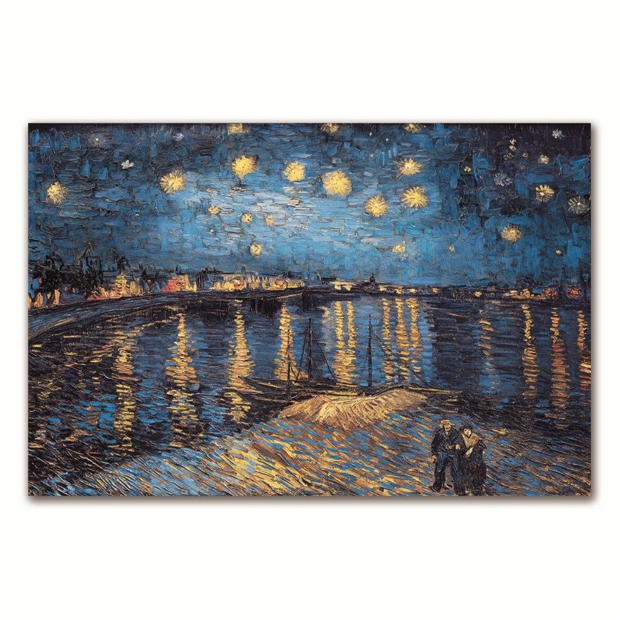 Nigikala Starry Night on the Rhone River by Vincent Van Gogh Famous Artist Art Print  Wall Picture Canvas Painting
