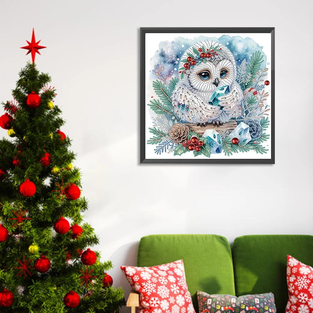Diamond Painting - Partial Special Shaped Drill - Winter Owl(Canvas|30*30cm)