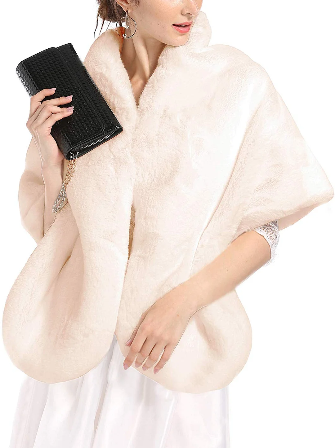 Faux Fur Wedding Wrap Shawl Long Cape Bridal Wraps and Shrugs for Winter Wedding Evening Party