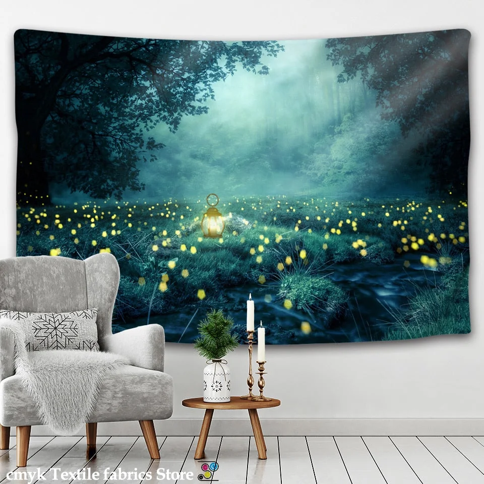 Hot Sale Forest Tapestry Woods Hanging Cloth River And Bridge Background Cloth Tapestry Home Decoration