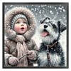 Girl With Puppy-11CT Stamped Cross Stitch 40*40cm/15.75*15.75in tapestrymarket