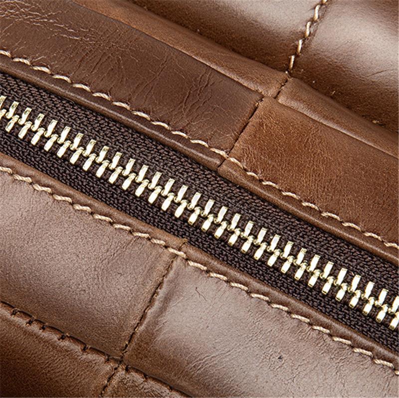 Men’s Retro Style Soft Genuine Leather Large Capacity Adjustable Sling Chest Bag