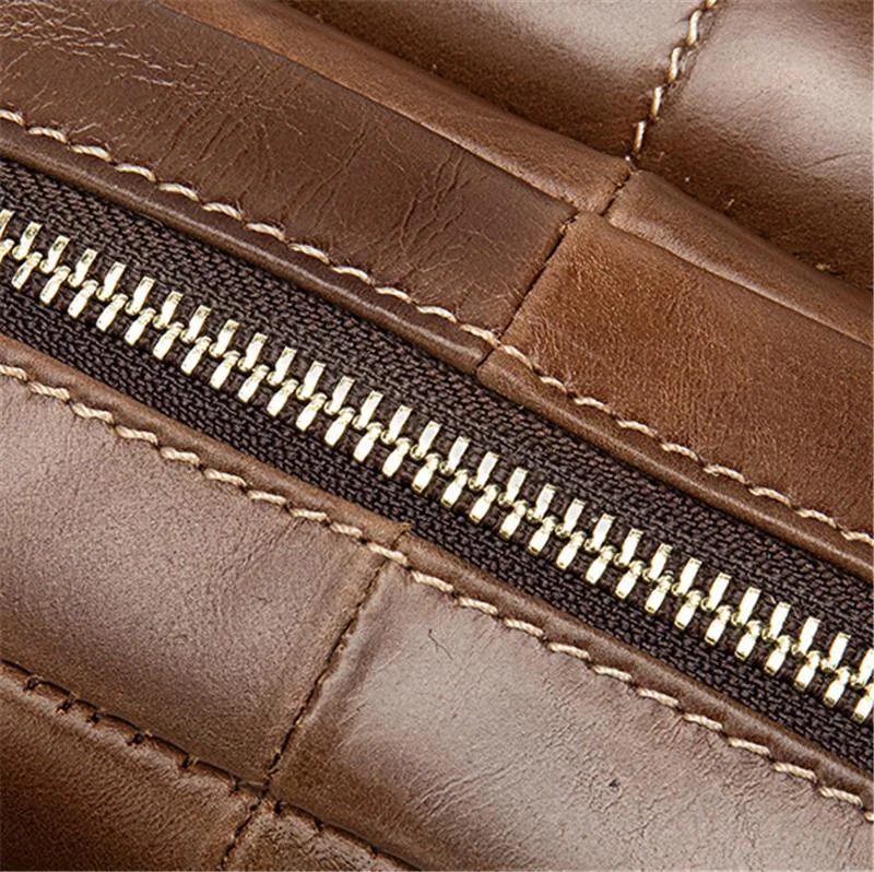 Men’s Retro Style Soft Genuine Leather Large Capacity Adjustable Sling Chest Bag