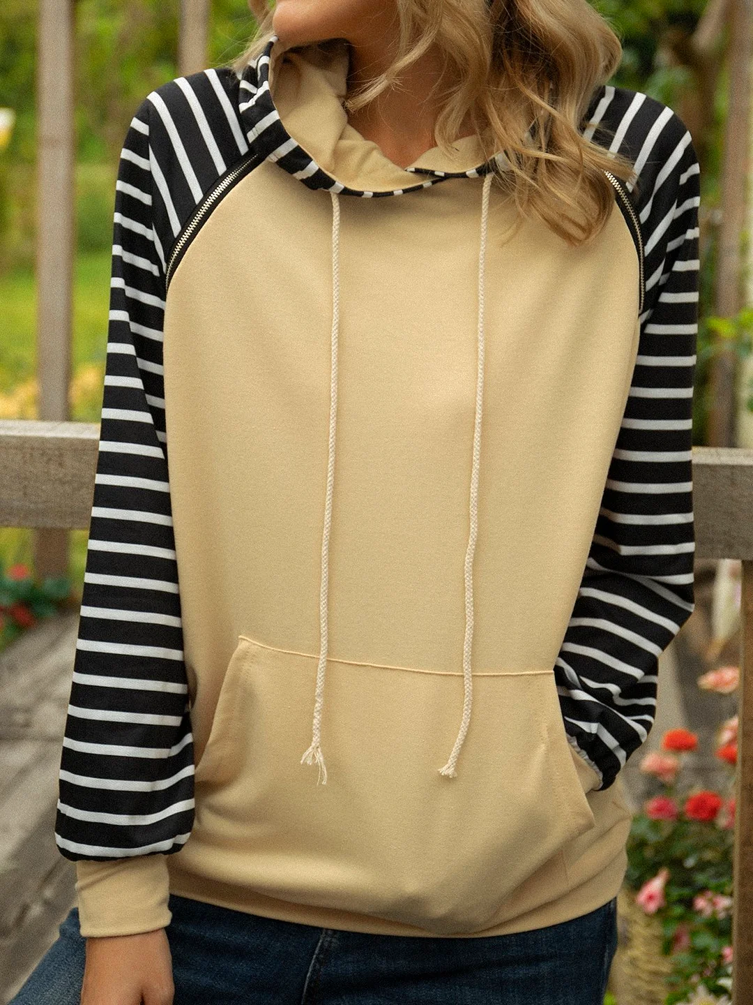 Yellow Hoodie Cotton-Blend Long Sleeve Printed Sweatshirts
