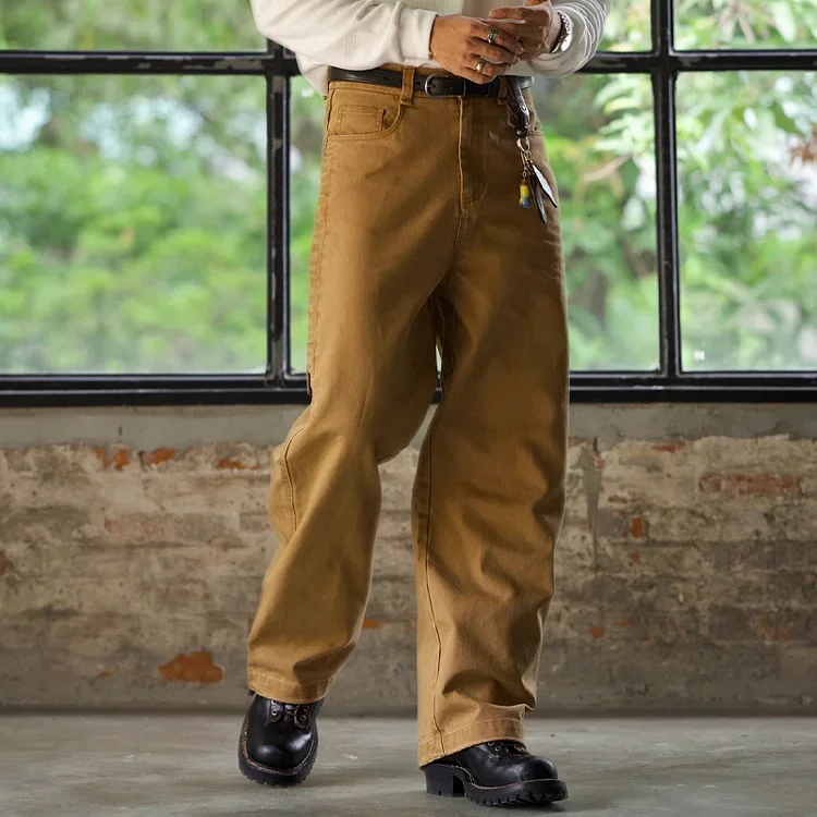 Men's Loose Straight Cotton Canvas Cargo Pants