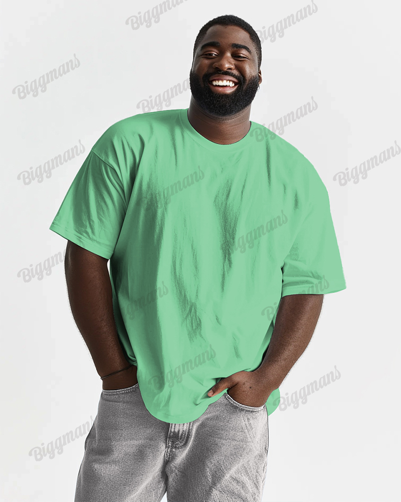 100 Cotton-Joker Solid Color Men's Loose Plus Size Short Sleeve T-Shirt