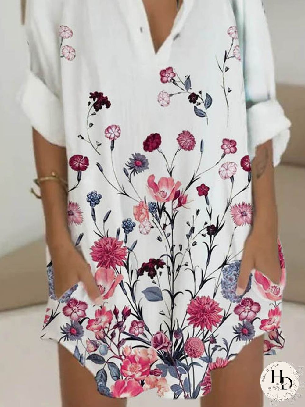 Floral Long Sleeve Weaving Dress