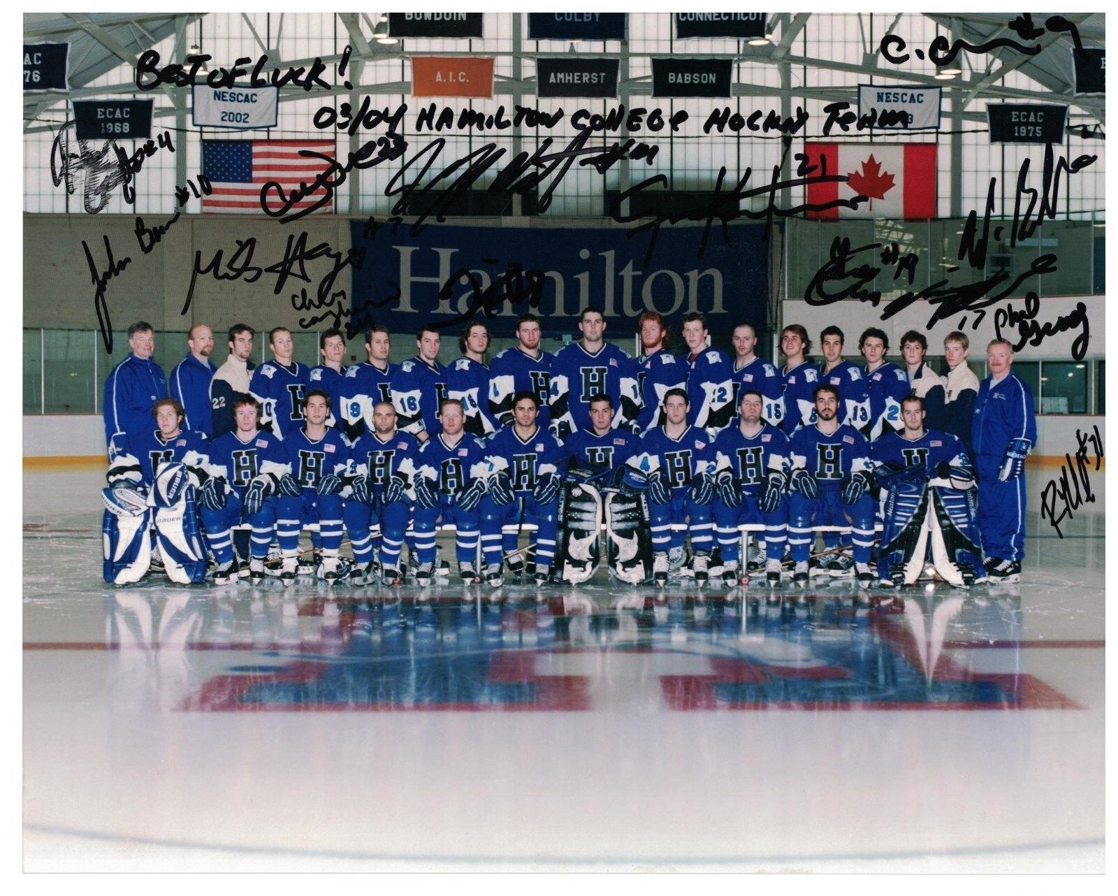 Hamilton College Hockey Team Signed Autographed 8 x 10 Photo Poster painting 2003-04