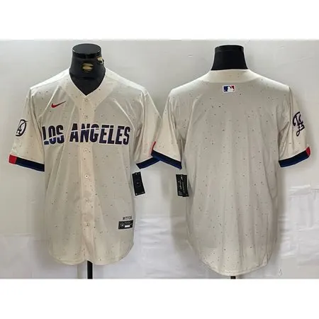 Men's Los Angeles Dodgers Blank Cream Stitched Baseball Jersey 5SZ0